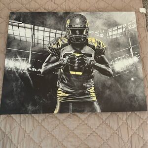 Football Player Canvas Wall Art - Black & Gold
